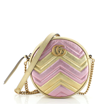 Gucci GG Marmont Round Shoulder Bag Matelasse Leather Mini