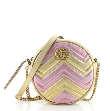 Gucci GG Marmont Round Shoulder Bag Matelasse Leather Mini