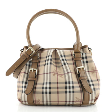 Burberry Northfield Convertible Tote Haymarket Coated Canvas Small