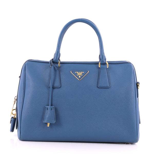 Buy Prada Convertible Bowler Bag Saffiano Leather Medium Blue 871201