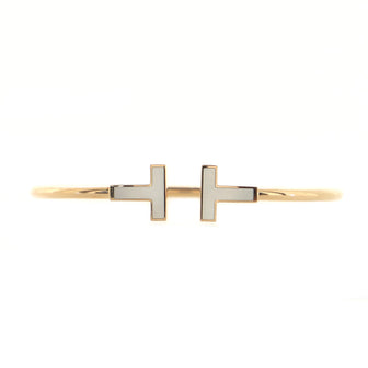 Tiffany & Co. T Wire Bracelet 18K Rose Gold with Mother of Pearl Narrow