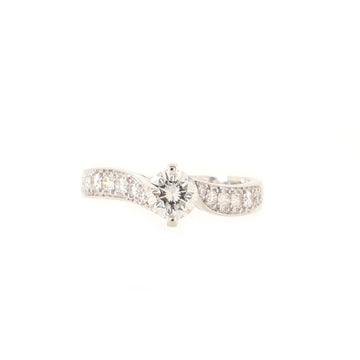 Van Cleef & Arpels Crossover Solitaire Ring Platinum with RBC Diamond E/VVS1 and Pave Diamonds