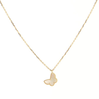 Van Cleef & Arpels Sweet Alhambra Butterfly Pendant Necklace 18K Yellow Gold and Mother of Pearl