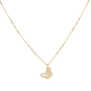 Van Cleef & Arpels Sweet Alhambra Butterfly Pendant Necklace 18K Yellow Gold and Mother of Pearl