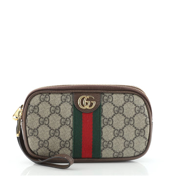 Gucci Ophidia Double Zip Wristlet Pouch GG Coated Canvas Small