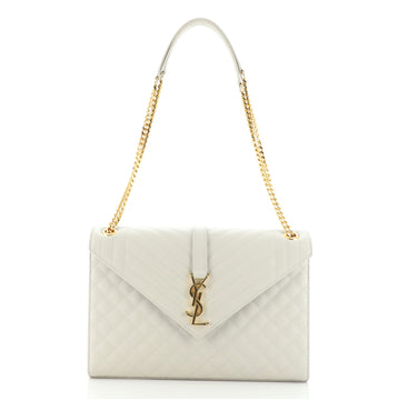 Saint Laurent Classic Monogram Envelope Satchel Quilted Leather Large