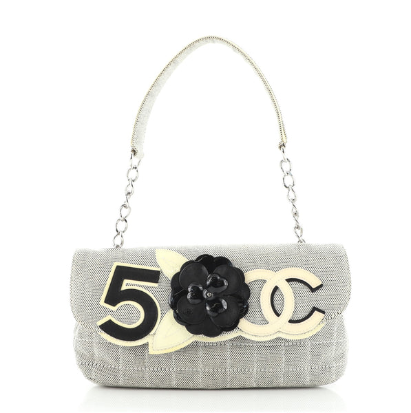 Chanel Camellia No.5 Flap Bag Canvas Black 871691
