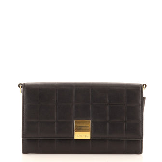 Chanel Chocolate Bar Chain Clutch Quilted Lambskin Small
