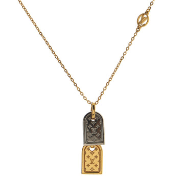 Louis Vuitton Nanogram Name Tag Pendant Necklace Metal