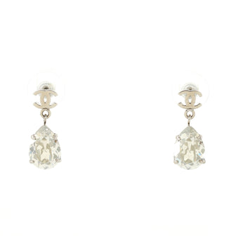 Chanel CC Teardrop Dangle Earrings Metal with Crystals