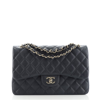 Chanel Classic Double Flap Bag Quilted Caviar Jumbo