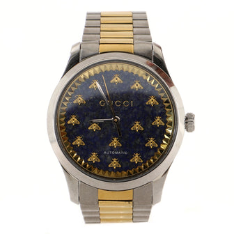 Gucci G-Timeless Bee Automatic Watch Stainless Steel and Yellow Gold PVD with Lapiz 38