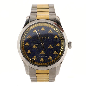 Gucci G-Timeless Bee Automatic Watch Stainless Steel and Yellow Gold PVD with Lapiz 38