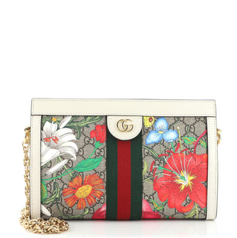 Gucci Ophidia Shoulder Bag Flora GG Coated Canvas Small