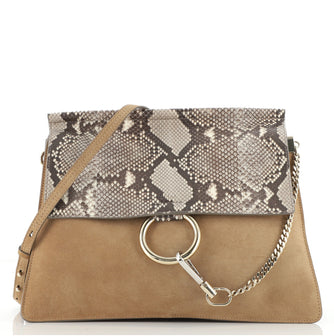 Chloe Faye Shoulder Bag Python and Suede Medium