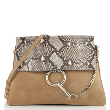 Chloe Faye Shoulder Bag Python and Suede Medium