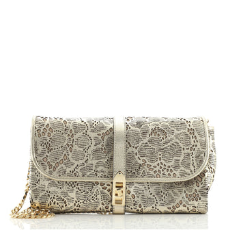 Burberry Theia Chain Clutch Laser Cut Leather
