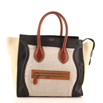 Celine Tricolor Luggage Bag Canvas and Leather Mini