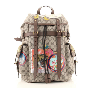 Gucci Donald Duck Soft Backpack GG Coated Canvas with Applique Large