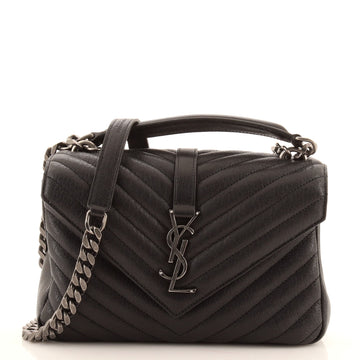Saint Laurent Classic Monogram College Bag Matelasse Chevron Leather Medium