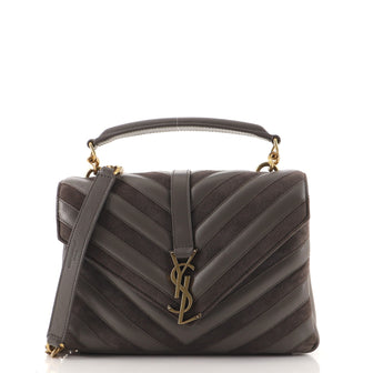Saint Laurent Classic Monogram College Bag Matelasse Chevron Leather and Suede Medium