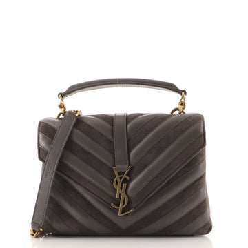 Saint Laurent Classic Monogram College Bag Matelasse Chevron Leather and Suede Medium