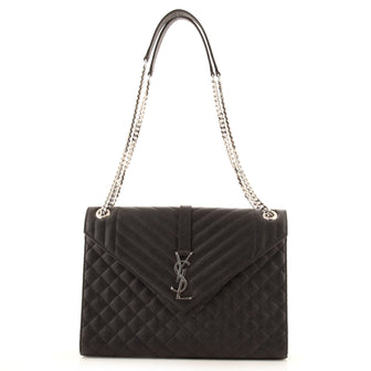 Saint Laurent Classic Monogram Envelope Satchel Quilted Leather Large