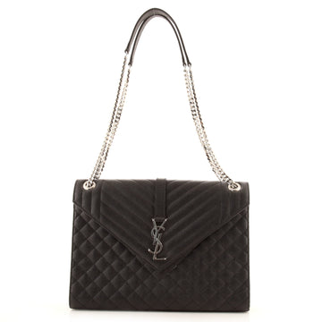 Saint Laurent Classic Monogram Envelope Satchel Quilted Leather Large