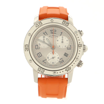 Hermes Clipper Diver Chronograph Quartz Watch Stainless Steel and Rubber 36