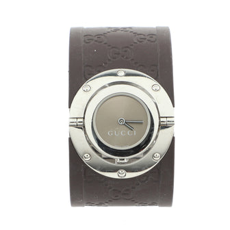 Gucci Wide Twirl Quartz Watch Stainless Steel and Guccissima Leather 23