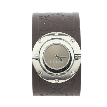 Gucci Wide Twirl Quartz Watch Stainless Steel and Guccissima Leather 23
