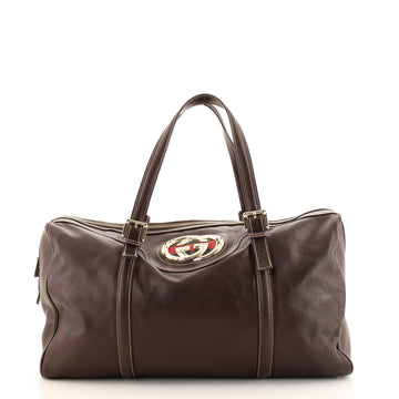 Gucci Britt Web Boston Duffle Bag Leather Large