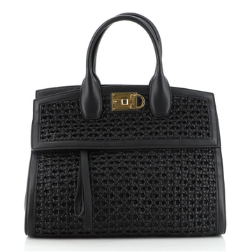 Salvatore Ferragamo Studio Satchel Woven Leather Medium