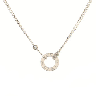 Cartier 2 Diamonds Love Pendant Necklace 18K White Gold