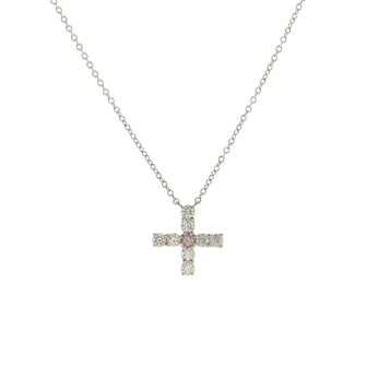 Harry Winston Symbols Cross Pendant Necklace Platinum with Pink Diamond and Diamond Mini