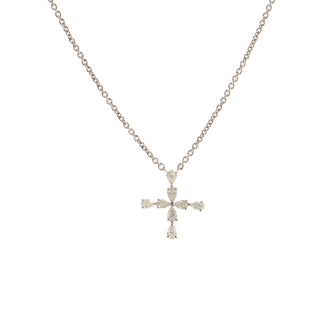Harry Winston Cross Pendant Necklace Platinum with Pear Shape Diamonds Mini