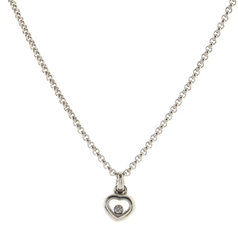 Chopard Happy Diamond Heart Pendant Necklace 18K White Gold with Floating Diamond