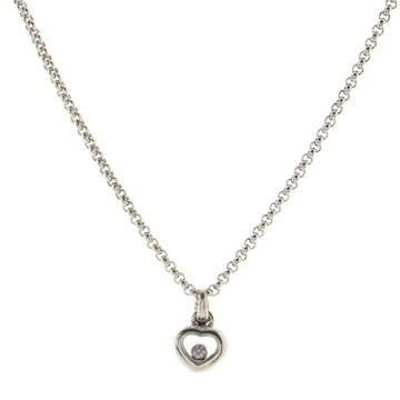 Chopard Happy Diamond Heart Pendant Necklace 18K White Gold with Floating Diamond