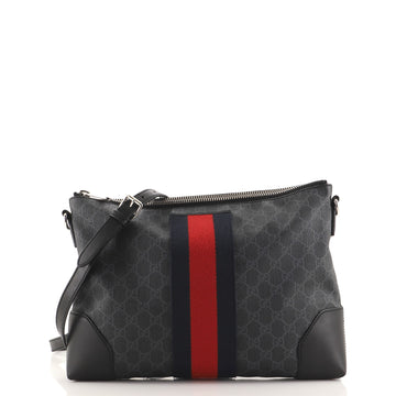 Gucci Web Zip Flat Messenger GG Coated Canvas Medium