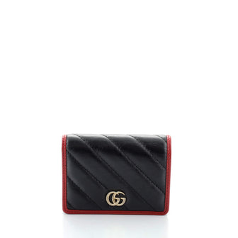 Gucci GG Marmont Flap Card Case Diagonal Quilted Leather