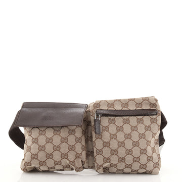 Gucci Vintage Double Belt Bag GG Canvas