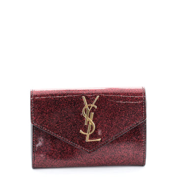Saint Laurent Flap Card Case Glitter Patent