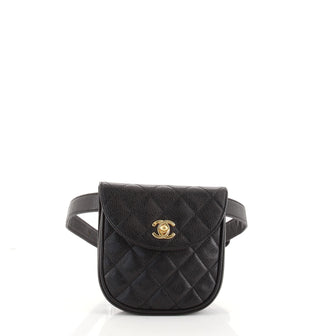 Chanel Vintage Flap Belt Bag Quilted Caviar Mini
