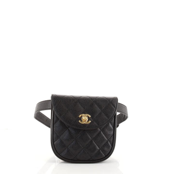 Chanel Vintage Flap Belt Bag Quilted Caviar Mini