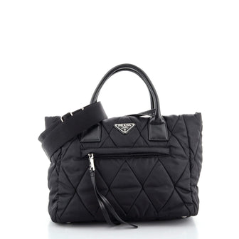 Prada Bomber Convertible Tote Quilted Tessuto Small