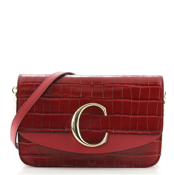 Chloe C Chain Clutch Crocodile Embossed Leather