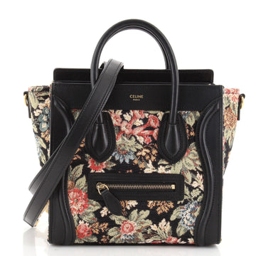 Celine Luggage Bag Printed Jacquard and Leather Nano