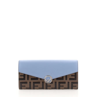 Fendi Continental Envelope Wallet Leather with Zucca Embossed Detail