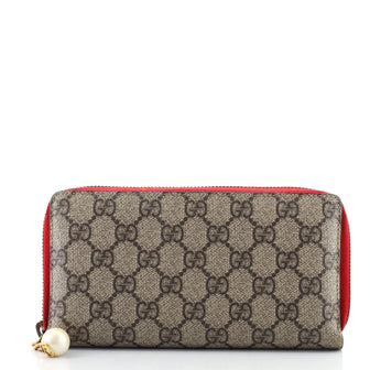 Gucci Pearl Zip Around Wallet GG Coated Canvas Long