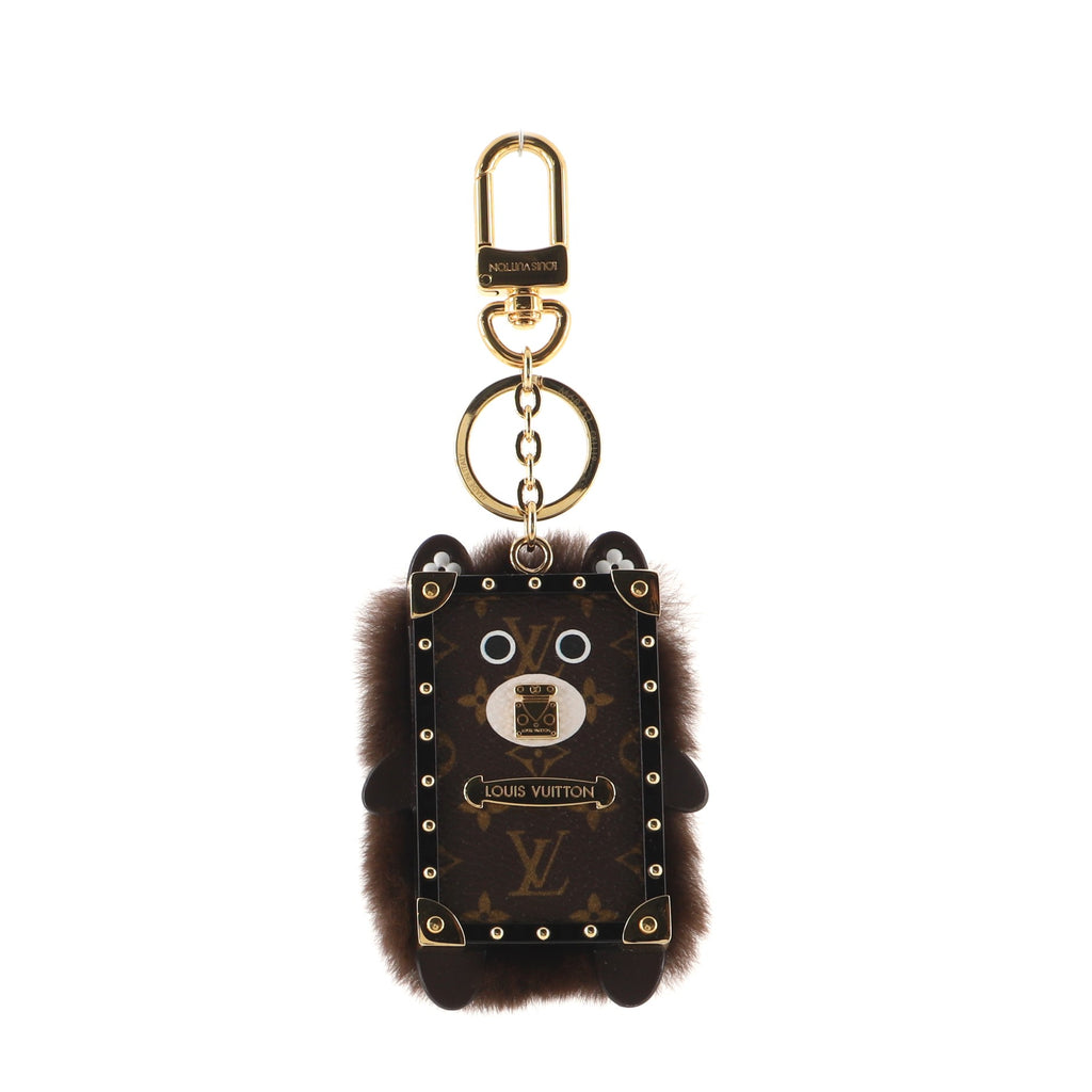 Louis Vuitton Wild Fur Eye-Trunk Bear Bag Charm and Key Holder Monogram  Canvas with Fur Brown 874961